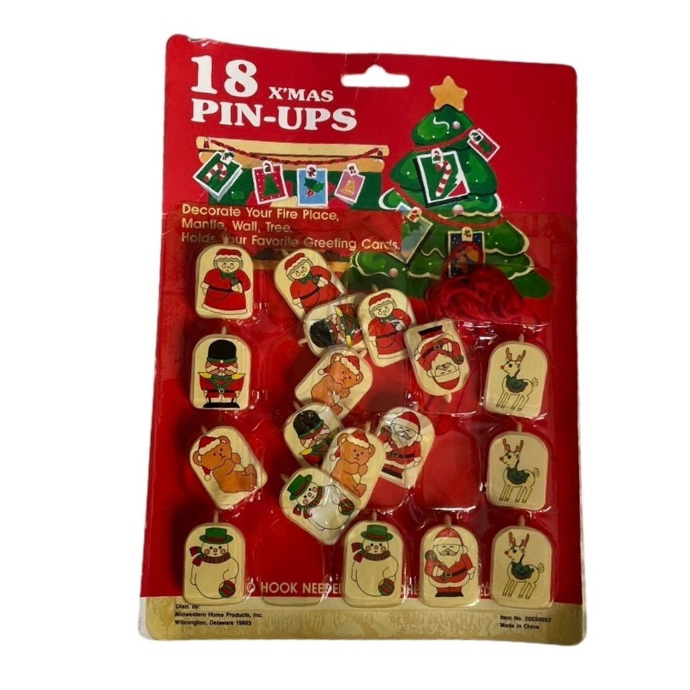18 Christmas Pin Ups Card Holders Santa‎ Snowman Reindeer Vintage Retro New